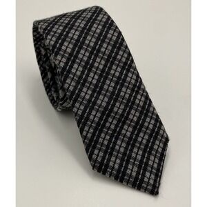 Title Of Work Men's Exhibit A Wool Silk Blend Striped Neck Tie Grey Black